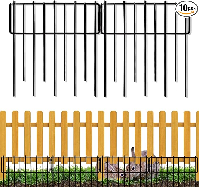 Animal Barrier Fence, 12In(H) x 28.00Ft(L) Upgrade 1.26 in Gap Decorative Fences No Dig Fence for Rabbit and Dog, Rustproof Metal Wire Garden Fence Border for Garden Patio Landscaping,26 PCS