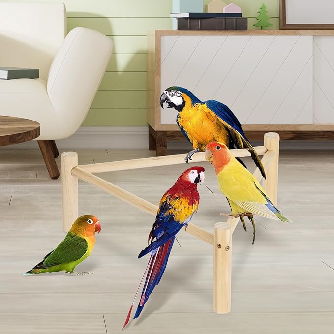 Chicken Perch for Coop & Brooder, Pine Wooden Chicken Toys & Coop Accessories for Chicken Triangular Gym Roosting Bar for Large Hens Parrots Birds, Natural Poultry Stand Chicken Nesting Support - 2P