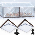 VitalCozy 2 Pcs Chicken Coop Cover 12 x 8 ft Waterproof Clear Tarp Heavy Duty PVC Vinyl Chicken Run Cover Coop Accessories for Outdoor Winter with 40 Pcs Ball Bungees Cords