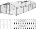 26x10FT Extra Large Metal Chicken Coop, Functional Split Door Chicken Coop Run with Cover & Hardware Cloth,Heavy Duty Chicken Pen with Aluminum Frame, Easy Setup Animal Run for Hen, Duck