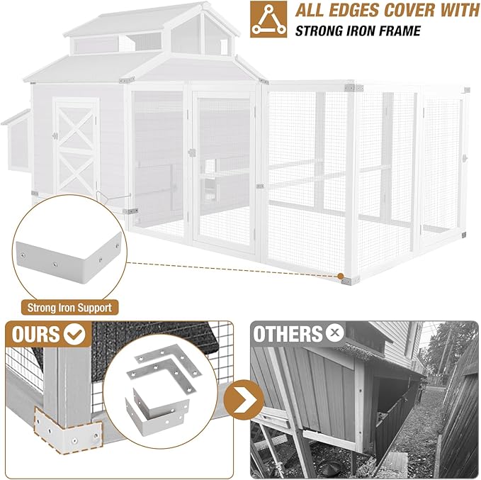 Chicken Coop 115in Large Chicken House with Run Poultry Cage with Nesting Boxes, 8-10 Chickens
