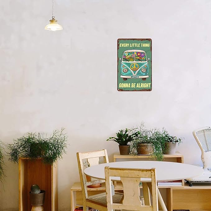 Metal Signs Bee Happy Sunflowers Vintage Retro Aluminum Metal Tin Sign for Home Office Kitchen Bar Cafe Garden Wall Decor 12x8 Inch
