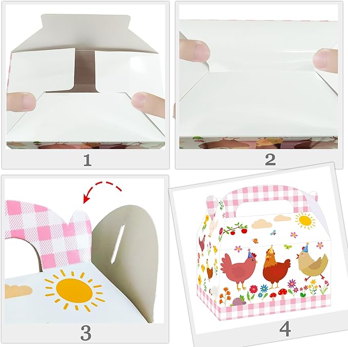 umoni Chicken Party Supplies Little Chick Birthday Favor Box 12PCS Chicken Theme Gift Box Farm Animals Treat Boxes for Barnyard Baby Shower Party Decor