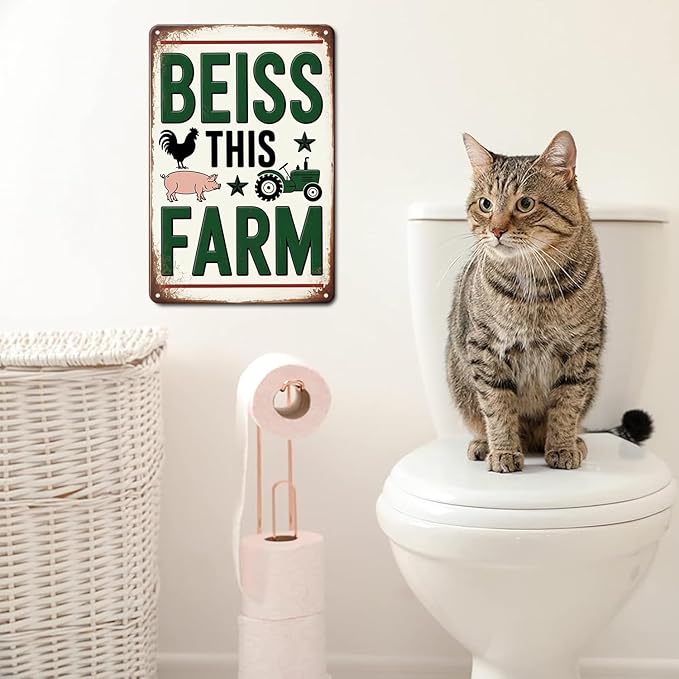 Farmhouse Decor tin sign Vintage Farm Animal Metal Sign Print Aesthetic for Garden Yard Bar Porch Home Bedroom Kitchen Wall Decor Decor Gift 8 x 12 inch