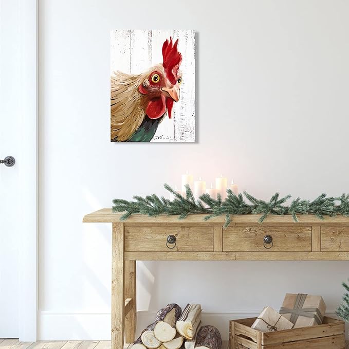 Rooster Kitchen Decor Wall art - Abstract Farmhouse Chicken Canvas Painting Picture Prints Artwork for Home Kitchen Decor
