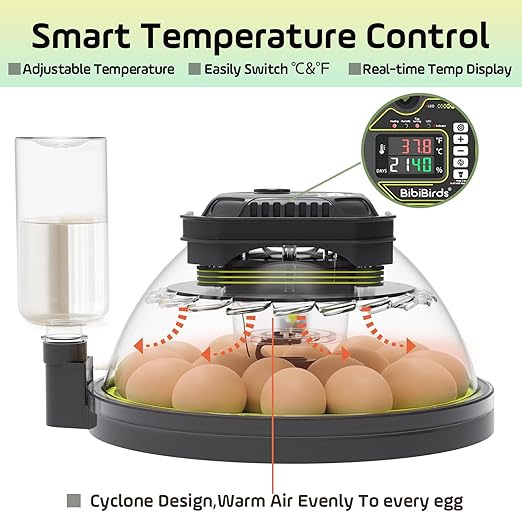 Egg Incubator with Automatic Egg Turning and Humidity Control,Egg Turner Auto Stop,Built in Day Counter,Egg Candler,Humidifier,18 Egg,Quail Parrot Chicken Duck Goose Hatch At Home