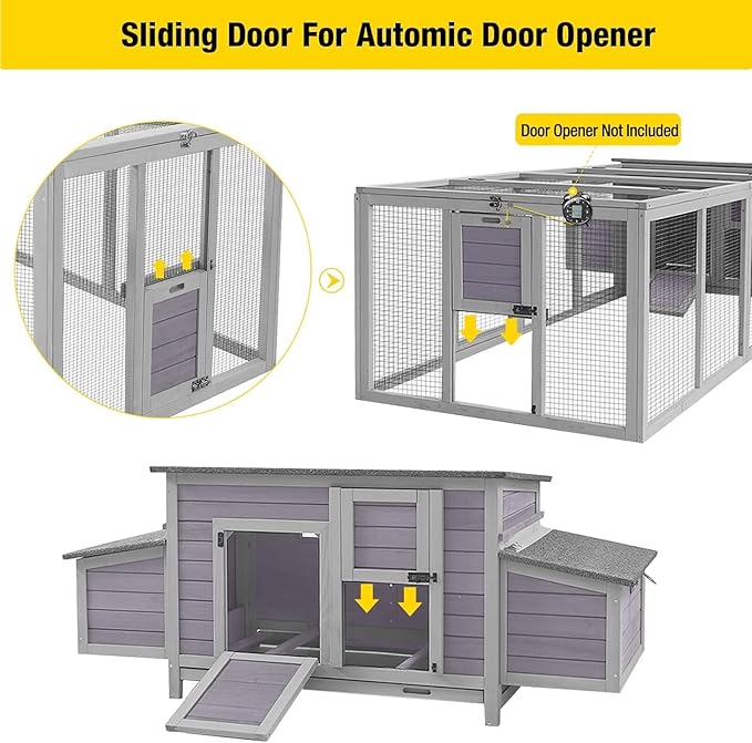 Aivituvin Chicken Coop Outdoor Duck House with Large Run and Two Sided Nesting Boxes for 4-6 Chickens 103" L
