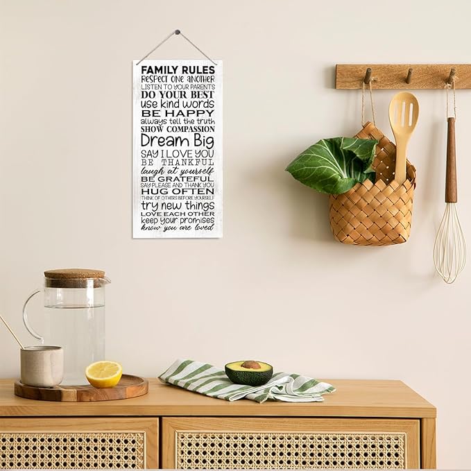 Family Rules Sign, Family Room Decor, Decorative Wood Hanging Wood Plaque, Home Living Room Decor, Inspirational Wall Decor, Housewarming Gift