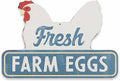 Fresh Farm Eggs Metal Sign - Vintage Farmhouse Kitchen Sign With Hen and Distressed Finish