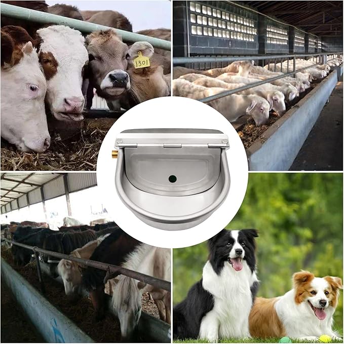 Automatic Dogs Water Dispenser for Outdoor Large Breeder,304 Stainless Steel Self Filling Water Bowl, Automatic Waterer Water Feeder for Chicken Livestock Duck Horse Animal Drinking