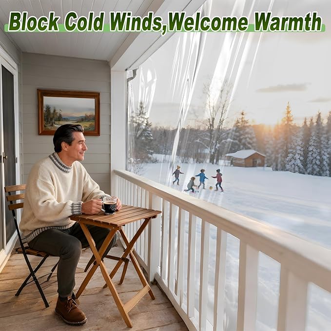 13x16ft Anti-Tear Clear Tarp Waterproof for Patio Winterizing - 5 mil Snowproof & Windproof Clear Plastic Tarps with Grommets for Garden Enclosure Chicken Coop
