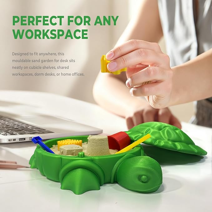 Mini Turtle Sandbox Zen Garden for Desk, Desktop Turtle Sandbox with Lid on The Go for Office Stress Relief, Funny Zen Garden Kit Desk Accessories Gifts for Coworkers Boss