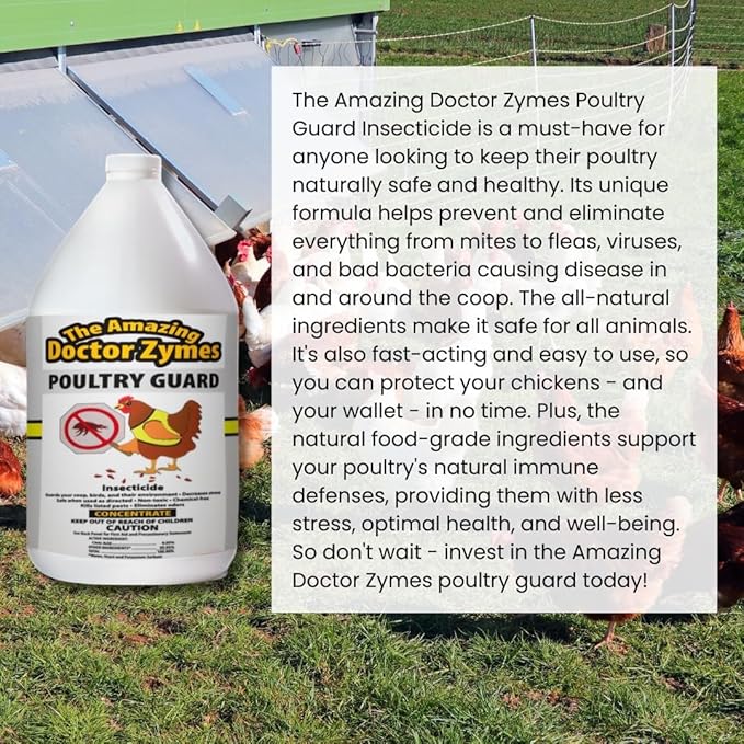 Poultry Guard – Natural Chicken Mite & Lice Treatment – Organic Poultry Parasite Spray & Chicken Coop Cleaner – Safe, Non-Toxic Bug Control for Hens, Coops & Commercial Poultry Farms