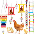 Ripeng 7 Pcs Chicken Toys for Coop Set Chicken Enrichment Toys Including Xylophone Mirror Large Chick Beak Grinding Calcium Stone Ladder with Bell Accessories for Coop Hens Parrots