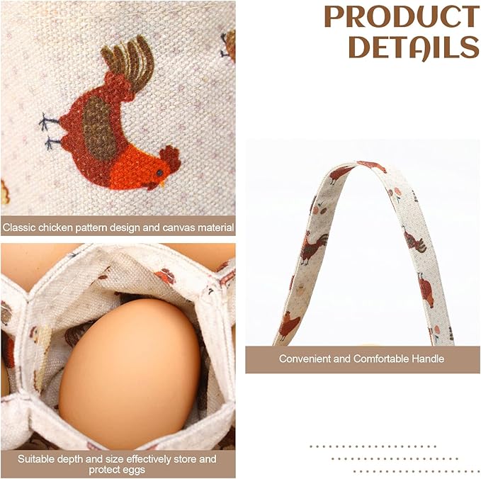 2 Pieces Egg Basket Mini Egg Collecting Bags Gathering Basket with 7 Pouches for Easter Farmhouse Chicken Hen Duck Goose Housewife Garden Transporting Storage, 8 x 2.6 Inch(Retro)