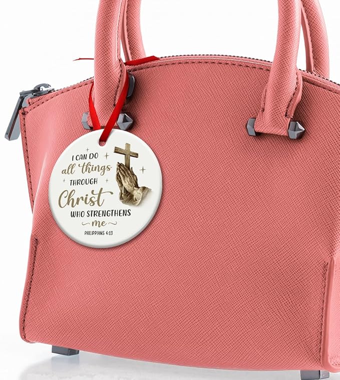 Christian Christmas Hanging Ornaments, Christ Ornament with Praying Hands, Religious Bible Gifts for Women, Men - Baptism Decorations