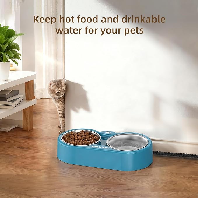 Heated Water Bowl for Dog & Cat, Outdoor Heated Dog Bowl Provides Drinkable Water & Food in Winter, Heated Pet Bowl for Outside, Smart Thermal-Dish for Rabbit, Chicken, Duck, Squirrel (110 OZ)