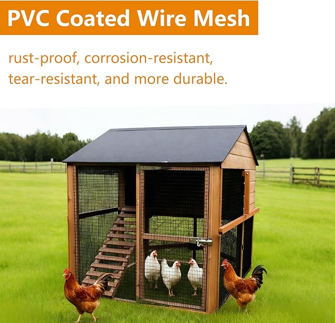 Black 19 Gauge 1/2 Inch Hardware Cloth - Vinyl Coated Welded Wire Mesh Roll - Duty Rust Proof Fencing for Gardens, Poultry Animal Netting Cage Screen (Black 1/2 48inx100Ft)