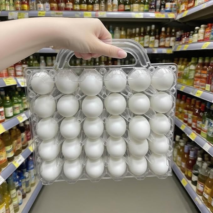 30 Pack Portable Egg Cartons,Reusable clear egg carton cheap bulk, Suitable For Storing Egg in Farmers Markets, Supermarkets, Kitchens(5 * 6)