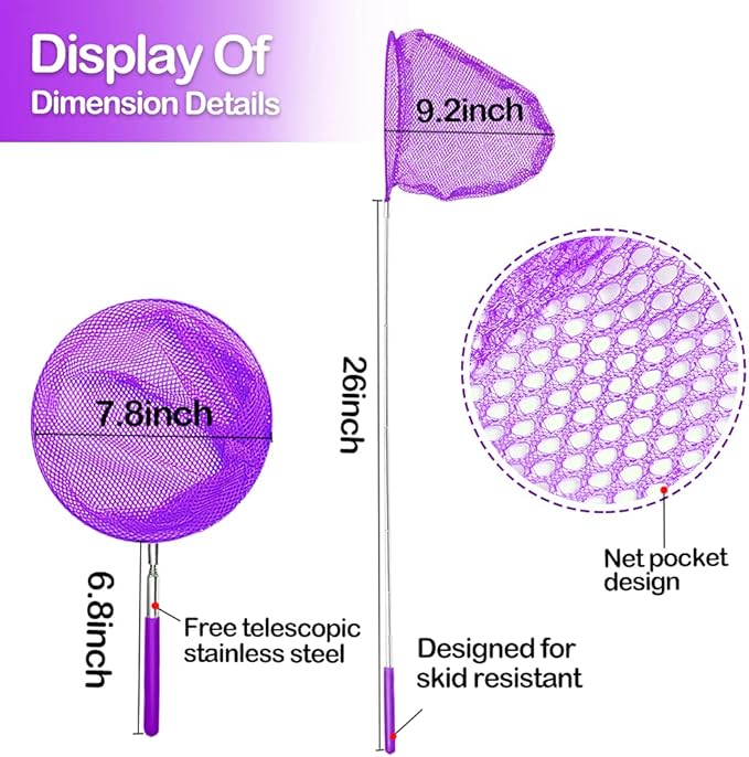 Insect and Butterfly Net,Outdoor Toys Telescopic Fishing Nets Bug Net Beach Toys Outdoor Tools Nets Anti Slip Caterpillar Ladybird Nets(5 PCS)