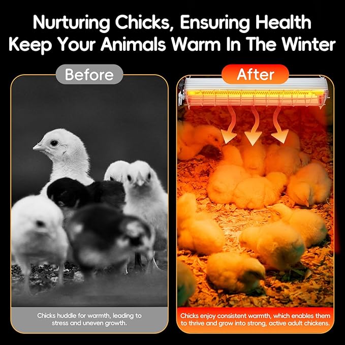 Large Chicken Coop Heater Lamp，400W Carbon Fiber Chicks Brooder Heater Plates with Adjustable Temp & Height,Brooder Heating Lamp for Chicks Coop,Ideal for Up to 60 Chicks, Poultry & Livestock Heating