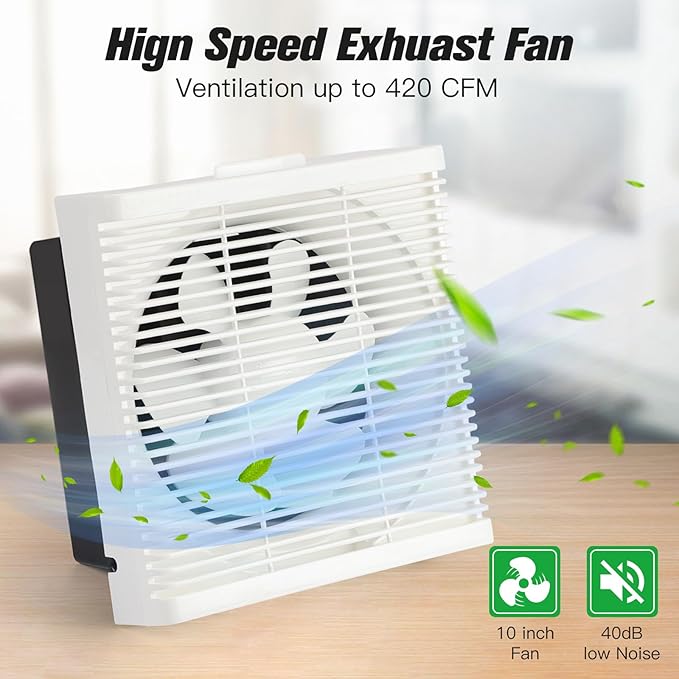 Solar Powered Exhaust Fan, 25W Solar Panel +10" Shutter Ventilation Vent Fan for Outside Greenhouse, Chicken Coop, Shed, Pet House
