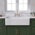 TUKTUK White Farmhouse Sink 30 inch Farm Sink Fireclay Apron Front Single Bowl Kitchen Sinks Deep Drop In Undermount Reversible Heavy Duty Easy-to-Clean Kitchen Basin with Luxury Modern Accessory Kit
