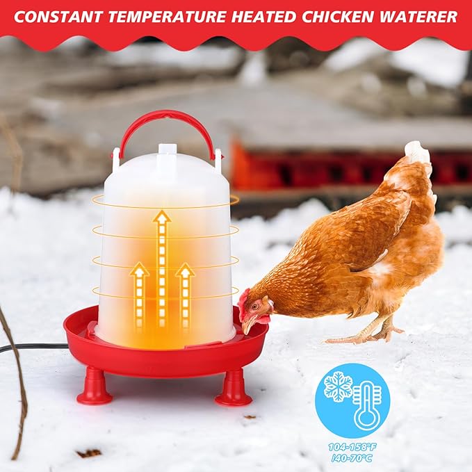 5 Pack Winter Chicken Brooder Box Starter Heated Chicken Waterer with Chick Perch Set 0.8 Gallon Heated Poultry Fountain, Flip Top Poultry Feeder, 2.9 Pounds Chick Feeder for Coop Chicks