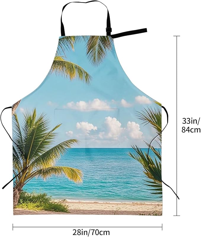 Waterproof Apron Adjustable Bib for Women Men Vintage Nautical White Ship Cooking Aprons Chef Bibs with 2 Pocket