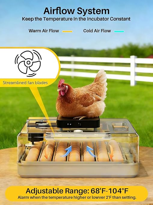 48 Incubators for Hatching Eggs, Eggs Incubator with Egg Candler, Automatic Turner, Temperature and Humidity Control, Incubator for Chicken, Duck, Quail Eggs, Ideal for Farm, School and Lab