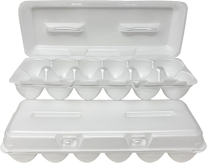 Cackle Hatchery Foam Egg Cartons for Chicken Eggs Holds 1 Dozen Eggs (White, 15pk)