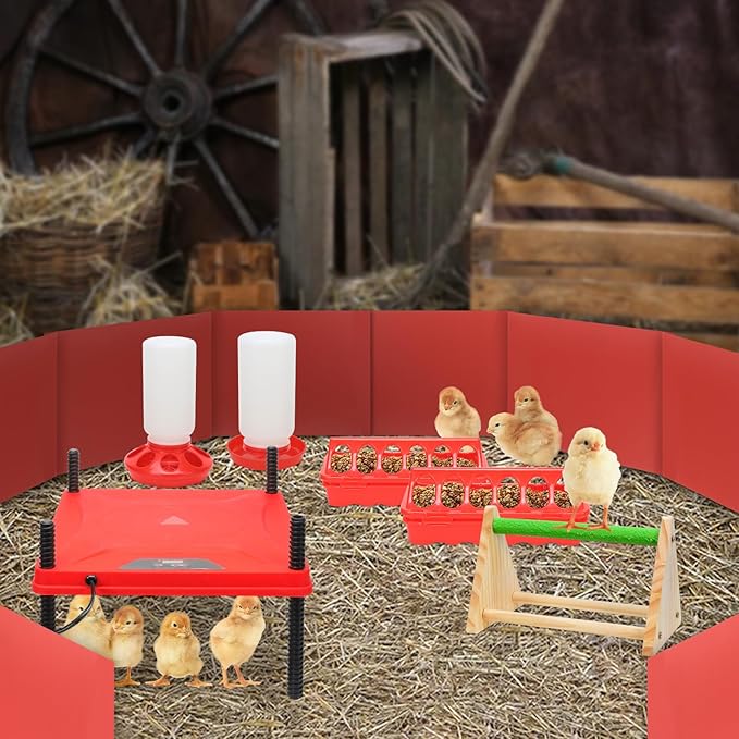 Chicken Brooder Box,Chick Starter Kit with Chicken Brooder Heating Plate, Chick Perch, Flip Top Poultry Feeder, Baby Supplies for Baby Chicks, Duck and Quail