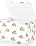 Capybaras Ducks Water Storage Bins with LidsCute Foldable Storage Basket with Handles Collapsible Large Fabric Organizer Containers for Clothes Shelves Closet Office Home