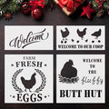 4 Pieces Hen Chicken Farmhouse Stencils Farm Fresh Eggs Stencil Rustic Farmhouse Reusable Stencil Templates DIY Chicken Country Farmhouse Home Decor Stencils for Painting on Wood Fabric Wall Furniture