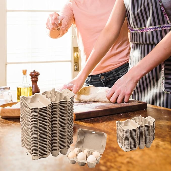 30 Pack Egg Cartons Bulk, 2x3 Style Reusable Empty Natural Paper Pulp Egg Cartons, Sturdy Design Egg Holder Containers for Fresh Chicken Eggs