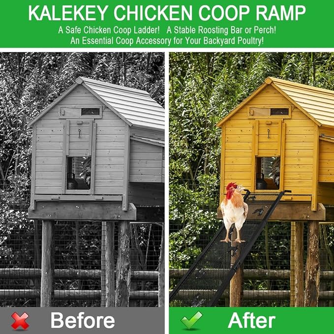 3 Piece Chicken Coop Ramp, Heavy Duty Chicken Ladder with Anti-Slip Ramp, Ladder Length Adjustable Poultry Ramp for Hens and Ducks Henhouse