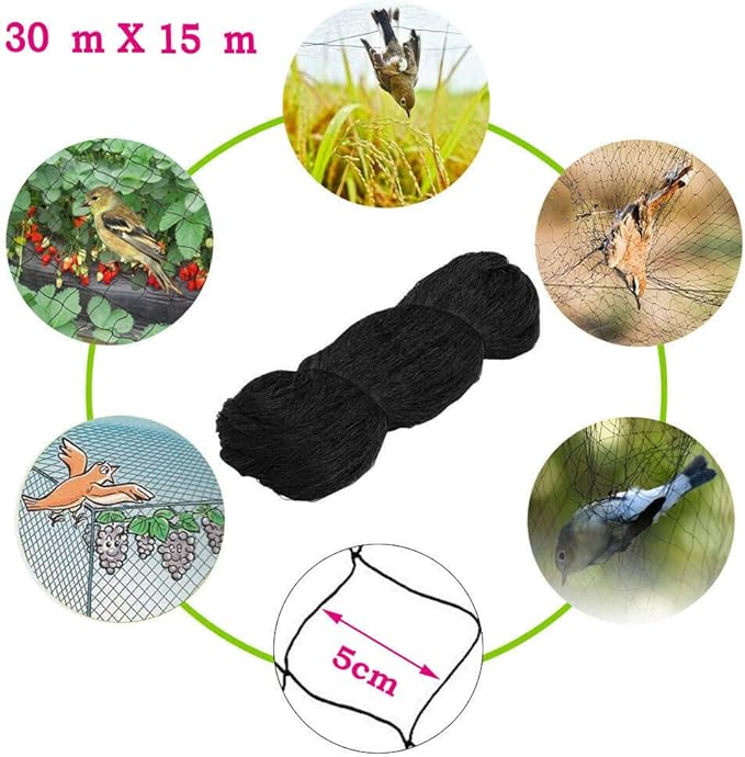 100ft X 50ft Bird Netting, Poultry Netting, Heavy Duty Bird Netting, Bird Netting for Chicken Coop, Chicken Net, Nylon, Black, Mesh Size 1.97''x1.97''