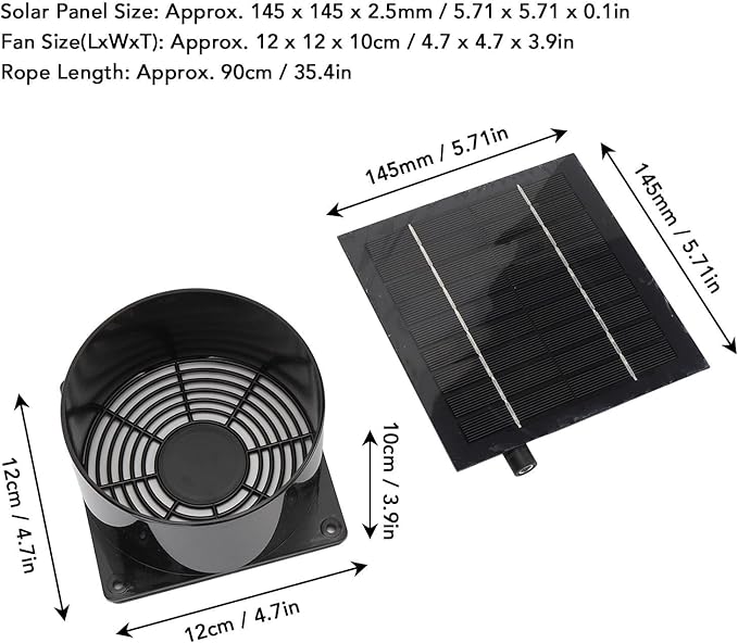Solar Panel Fan Kit 5W 6V, Waterproof IP65, Outdoor Cooling Exhaust for Chicken Coop Home - Effective Heat Dissipation, Easy Installation, Energy Efficient