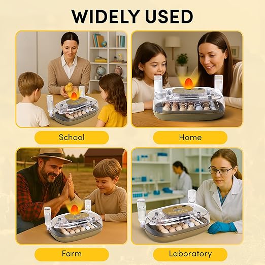 HIRALIY 24 Incubators for Hatching Egg Automatic Turner with Candler Smart Temperature and Humidity Control, 360° Viewing, Ideal for Chicken, Duck, Quail, Goose, Farm, Home, Classroom Hatching