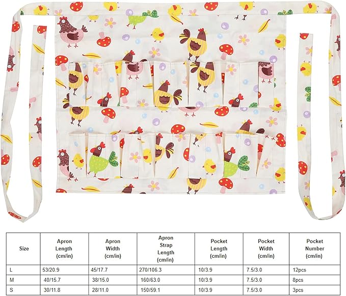 Eggs Collecting Protective Apron with Multiple Pockets, Chicken Eggs Gathering Holding Apron, Cotton Twill Durable Machine Washable Farm Kitchen Use for Eggs Duck Eggs Goose Eggs Q (Large Size 1.69 X