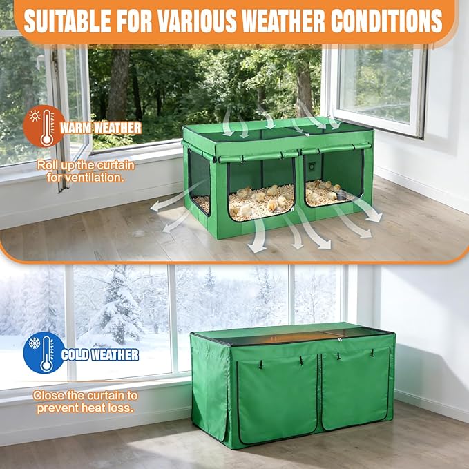 Brooder Box for Chicks, Chicken Run Large Chick Starter Kit Portable Brooding Pen with Breathable Mesh&Waterproof Pad Outdoor Indoor