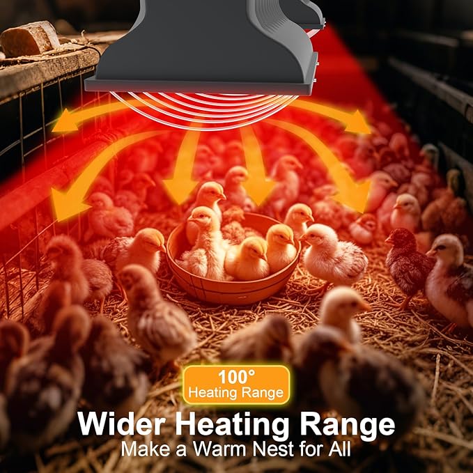 UTFEEDY Chicken Coop Heater, Aluminum Brooder Heater Lamp for 30 Chicks or Duckling, 250 Watts Heating Plate Lamp Warmer with Adjustable Temperature & 8 feet Iron Chain for Amphibians, Livestock, Pets