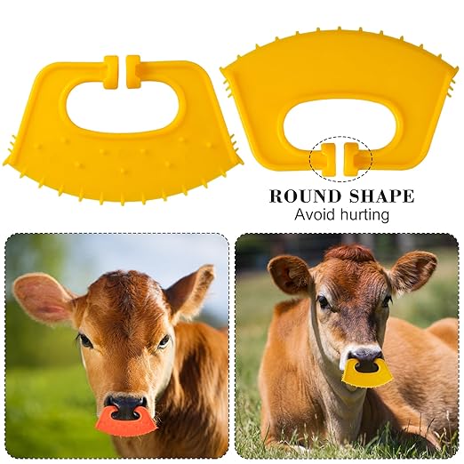 PAGOW 10 Pack Calf Weaner, Cattle Cow Weaning Tool, Farm Livestock Bovine Nose Clip, Cow Nose Thorn Milking Stop