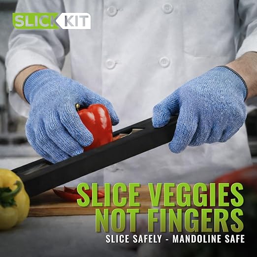 Cut Resistant Gloves Food Grade, Superior ANSI A6 Protection - 100% Food Safe ‘BLUE’ for Home & Pro Chefs & Kitchens: Mandoline, Meat, Fish, Oyster Cutting & Food Prep