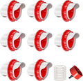DIY Chicken Feeders No Waste, 8 Ports Poultry Feeder with Hole Saw for Buckets Troughs Red
