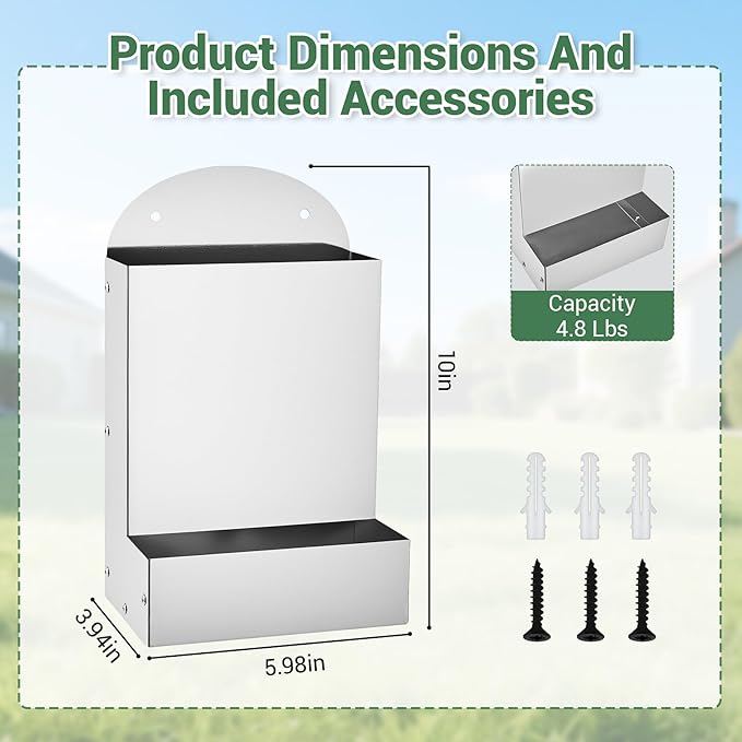 Chicken Feeder,Wall Mounted Galvanized Steel Automatic Chicken Food Dispenser,Hanging Poultry Feeder Outdoor Animal Food Container for Cages,Bunny Chicken Guinea Pig Small Animal,Coop Accessories