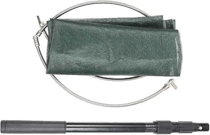 RESTCLOUD Professional Insect and Butterfly Net with 14" Stainless Ring, 26" Net Depth, Strong Aluminum Telescopic Handle Extends to 39", Full Extended to 53 Inches Green