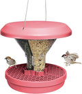 SWISSINNO Bird Feeders - No Mess Hanging Bird Feeder for Outdoors - Smart Birds Davos Spill Proof Wild Cardinal & Small Bird Feeder with Integrated Seed Catcher Tray - Dual Chamber - Dusty Rose