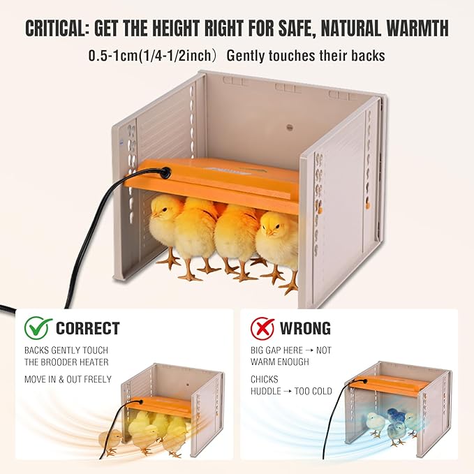 Brooder Box for Chicks Starter Kit - Pop-Up,Collapsible & Breathable Chicken Brooder with 10x10in Heater, Feeder, Waterer, Perch & Insulated Pads - Fits 10 Chicks/Ducks/Quail