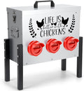TGEYD 30 lb Chicken Feeder with 6 No-Waste Ports – Heavy-Duty Outdoor Metal Feeder with Adjustable Height, Locking Lid & Riveted Handles – Rustproof Feed Box for Poultry & Backyard Chickens